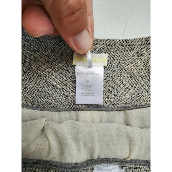 Nina Ricci Skirt Womens Size 36 (28) Gray Alpaca Lined Mini Academia Career Boho - Picture 9 of 13